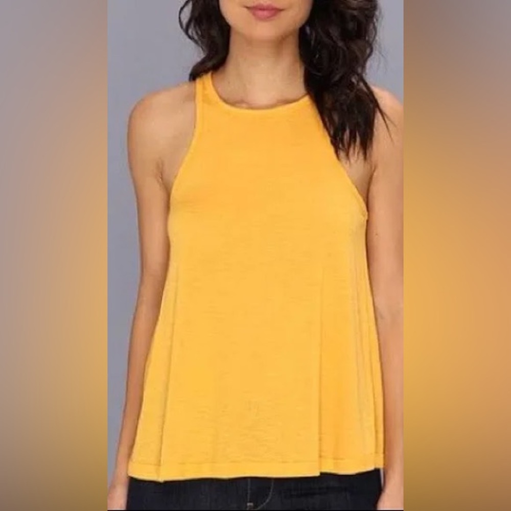 Free People Long Beach tank golden yellow ribbed small